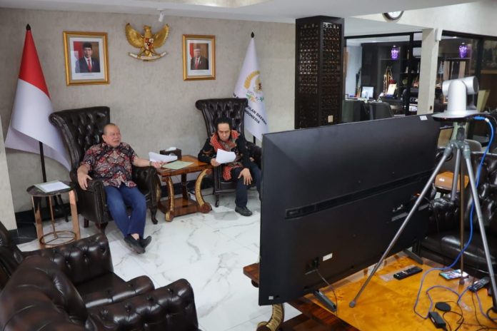 Ketua DPD RI Teleconference dengan Wakil Ketua Duma Rusia, Dok. DPD RI